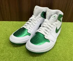 NIKE ナイキ エアジョーダン1 ハイ ゴルフ スニーカー サイズ27cm ホワイト系×メタリックグリーン レザー メンズ シューズ 靴