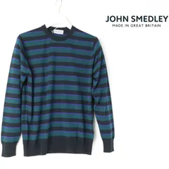 新品 JOHN SMEDLEY ジョンスメドレー 【 ジョンスメ 】 A4654 メリノウール 30ゲージ マルチボーダー クルーネック ニット S # 122