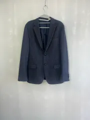 HAZZYS へジス ネイビー ヘリンボーン メンズ ジャケット スリムフィット サイズ 100 ウール ブレンド