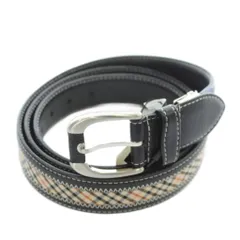 ダックス DAKS ベルト ハトメ 牛革 レザー ハウスチェック柄 F 黒 ブラック ベージュ /XZ ■GY18