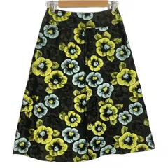 EPOCA(エポカ) ロングスカート サイズ38 M レディース新品同様 黒×イエロー×マルチ 花柄