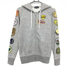 【美品】パーリーゲイツ ジップパーカー 杢グレー ワッペン ジャケット レディース 1(M) ゴルフウェア PEARLY GATES
