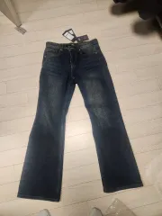 ムシンサ フレア デニム パンツ ダークブルー 30