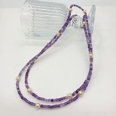 あこや真珠とアメジスト】本真珠パール＆アメジストネックレス K18金箔 