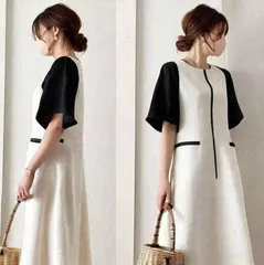 ワンピース ワンピ 未使用 レディース Aライン 半袖 ワンピース シンプル おしゃれ 通勤 OL