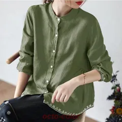 ブラウス 未使用 シャツブラウス シャツ レディース 前開き チュニック 長袖 大きいサイズ ゆったり スタンダードカラー カジュアル きれい