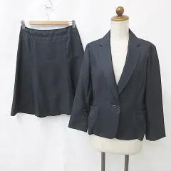 エマジェイムス EMMAJAMES セットアップ スカートスーツ テーラードジャケット シングル フレアースカート 膝丈 紺 ネイビー 11