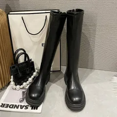 ジョッキーブーツ ニーハイブーツ ロングブーツ レディース　膝丈 レディース ブーツ 靴 美脚 4CM ローヒール 太ヒール カジュアル シンプル ブーツ 痛くない ゆったり スムース 細見せ 秋冬 疲れにくい