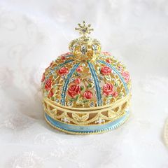 【新品 未使用】ジュエリーボックス ローズクラウン バラ 王冠 ゴールドブルー ピィアース クリスマス EX601-2