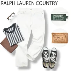 ラルフローレン Polo RALPH LAUREN カントリー COUNTRY テーパード デニム ジーンズ パンツ 9 ホワイト メンズ レディース コットン カジュアル トラッド ♪