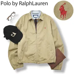 【人気】 90s ヴィンテージ USA製 ラルフローレン Polo by RalphLauren タロンジップ ハリントン ジャケット スウィングトップ  M ベージュ メンズ 刺繍ロゴ