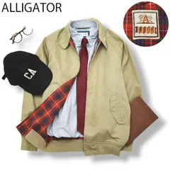 90s 日本製 ALLIGATOR ハリントンジャケット ラグラン スウィングトップ L ベージュ ／ チェック柄 メンズ アメカジ ストリート 