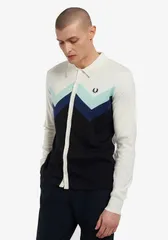 (フレッドペリー) FRED PERRY ボタンスルーニットシャツ メンズ CHEVRON BUTTON THROUGH KNITTED SHIRT K1809 129 SNOW WHITE