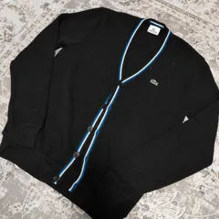 LACOSTE　ラコステ　ウールニット　カーディガン　ブラック　4サイズ　中古　古着