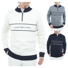 トミーヒルフィガー ゴルフ セーター メンズ 長袖 モックネック ニット ハーフジップ スウェット ストレッチ ゴルフウェア ブランド 無地 ロゴ 秋 冬 THMA587
