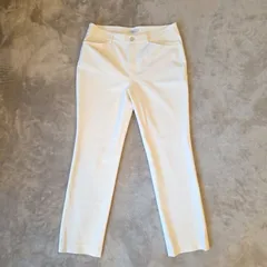 B-THREE ビースリー【ストレッチパンツ】レディース 38 白系 オフホワイト 上品カラー 上質素材 スリム 美脚効果