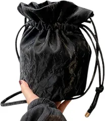 Liebste 推し活 ペンライトケース 巾着ショルダー 全5色 軽量 おしゃれ 収納袋 小物入れ 推しカラー対応 推し活ポーチ ワンショルダーバッグ ペンライトポーチ (ブラック)