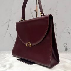 ◇箱付き極美品◇グッチ シマレザー コンパクト財布 ダークブラウン