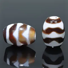  〔Z69-4〕【 天珠】約18x13mm 四線虎牙天珠 守り 開運 風水 【ランダム発送】