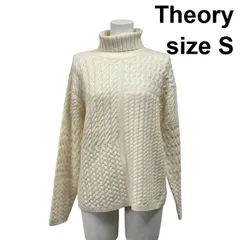 ◆ セオリー Theory タートルネック セーター ケーブルニット 長袖 プルオーバー アイボリー 毛混 カシミア混 S 7号 レディース S5X610