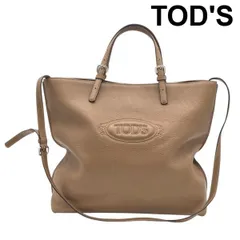 トッズ TOD'S トートバッグ ショルダーバッグ 2WAY エンボスロゴ ハンドバッグ シボ加工 ブラウン レザー レディース 5E351