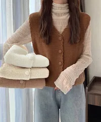 ニットベスト Vネック レディース ジレ