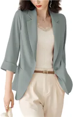 GREENTEA (グリーンティー) ジャケット 春 きれいめ パステルカラー スプリング アウター フォーマル 裏地付き レディース (ブルー,  L)