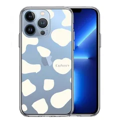iPhone13Pro ケース クリア アニマル柄 カウ 牛 ホワイト スマホケース 側面ソフト 背面ハード ハイブリッド 