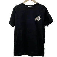 美品 MONCLER モンクレール ダブルロゴ入りTシャツ ブラック XLサイズ MONCLER (モンクレール) ダブルワッペン クルーネック 半袖 Tシャツ