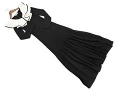 earth music&ecology アースミュージック＆エコロジー ビッグカラー ニット ワンピース sizeF/黒 ◇■ レディース