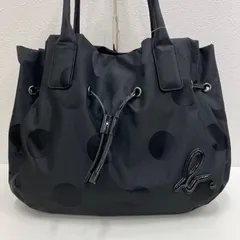 6535　良品　agnes b. VOYAGE　アニエスベー　ボヤージュ　アニエスベーボヤージュ　トートバッグ　ハンドバッグ　肩がけ　ブラック　黒　ドット　水玉　丸み　ナイロンドットトートバッグ　巾着型