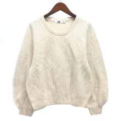 ユニクロ ユー UNIQLO U プレミアムラム ボリュームスリーブ セーター 長袖 ニット オフホワイト L 462706 美品