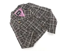 Barbie バービー ウール混 ツイード チェック ライダース ジャケット size34/黒 ◇■ レディース