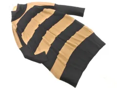 Spick & Span スピック＆スパン アンゴラ混 ボーダー チュニック タートルネック ニット セーター 黒ｘ茶 ◇■ レディース