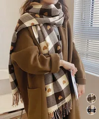 チェック柄 マフラー 大判ストール 厚手