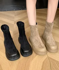 ショートブーツ スエード調 ミドルブーツ