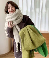 ボリュームマフラー大判 ツイストフリンジ