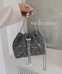 キラキラ 巾着バッグ チェーンミニバッグ