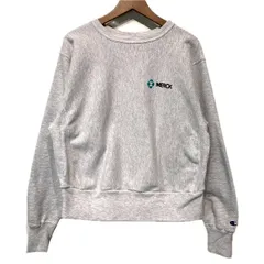 Champion REVERSE WEAVE　スウェット　90s vintage　90年代　刺しゅうタグ　長袖　トレーナー　クルーネック　裏起毛　企業 Merck　プリント　USA製　アメカジ　古着