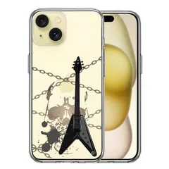 iPhone15Plus ケース クリア エレキギター スカル スマホケース 側面ソフト 背面ハード ハイブリッド 