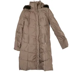 9 【超美品 | ラビットファー モカブラウンコート 】ファー取り外し可能 軽量 長袖 冬 フェザーダウンコート 毛皮 冬 長袖 S864