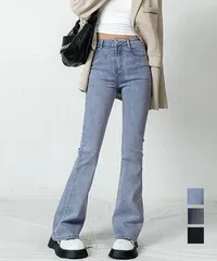 フレアデニムパンツ ストレッチパンツ