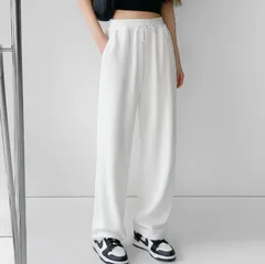 ワイドパンツ レディース 秋冬 体型カバー ウエストゴム ゆったり 楽ちん あたたか素材 ホワイト 白 無地 リラックスパンツ ルームウェア おしゃれ きれいめ 低身長 高身長 カジュアル 部屋着 ワイド パンツ ボトムス [1172]