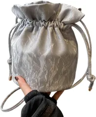 Liebste 推し活 ペンライトケース 巾着ショルダー 全5色 軽量 おしゃれ 収納袋 小物入れ 推しカラー対応 推し活ポーチ ワンショルダーバッグ ペンライトポーチ (グレー)