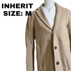 INHERIT インヘリット ウール74% ロングコート ベージュ Mサイズ Balli S. イタリア製生地使用 上品 シンプル 古着 人気 アウター きれいめ 秋冬