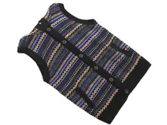 green label relaxing グリーンレーベルリラクシング ユナイテッドアローズ ウール100% 総柄 ニット ベスト sizeS/紺ｘベージュ ◇■ メンズ