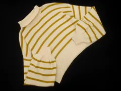 agnes b アニエスベー ボーダー 刺 ボリュームスリーブ ショート丈 ハイネック ニット セーター sizeTU/オフホワイト ◇■ レディース