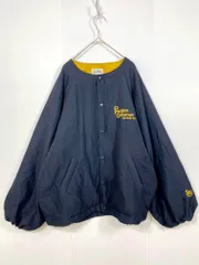 Java ジャバ jm1070056 ロゴ刺繍中綿ノーカラー ブルゾン ジャケット sizeM/紺 ◆■メンズ