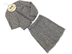 INED イネド ツイード セットアップ ジャケット スカート スーツ size7/白ｘ紺 ◇■ レディース