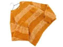 niko and ニコ アンド ボーダー シャギー ニット セーター sizeL/茶 ◇■ レディース